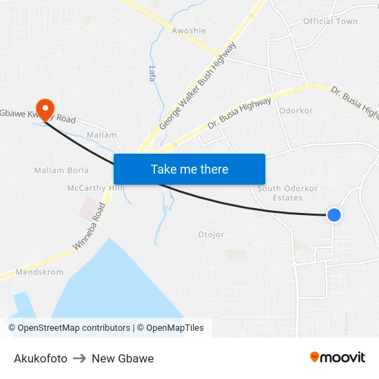 Akukofoto to New Gbawe map
