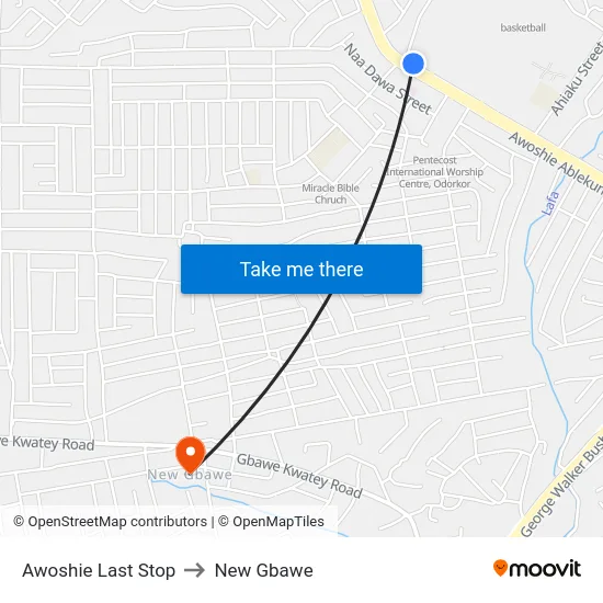 Awoshie Last Stop to New Gbawe map