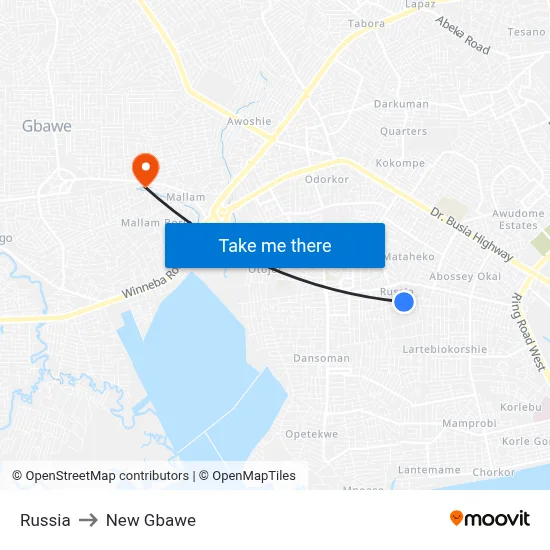 Russia to New Gbawe map