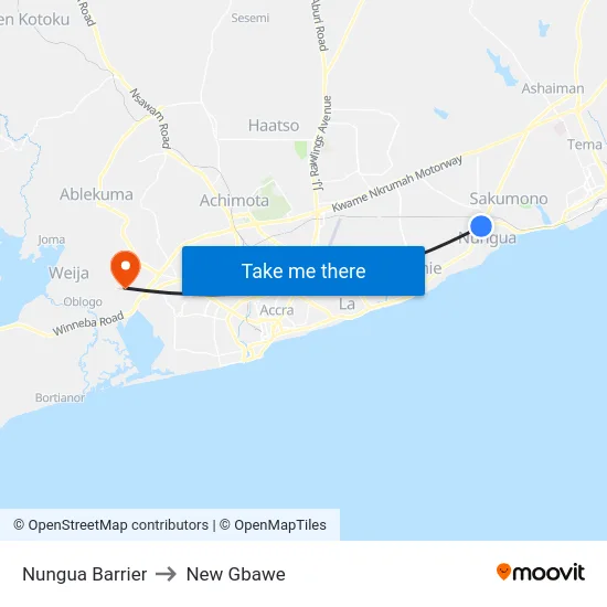 Nungua Barrier to New Gbawe map