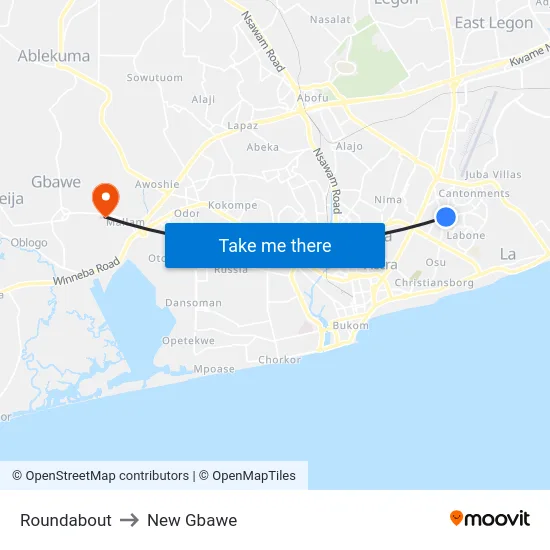 Roundabout to New Gbawe map