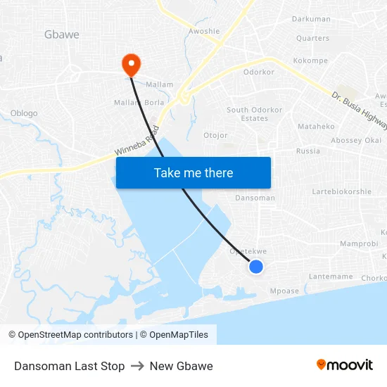 Dansoman Last Stop to New Gbawe map