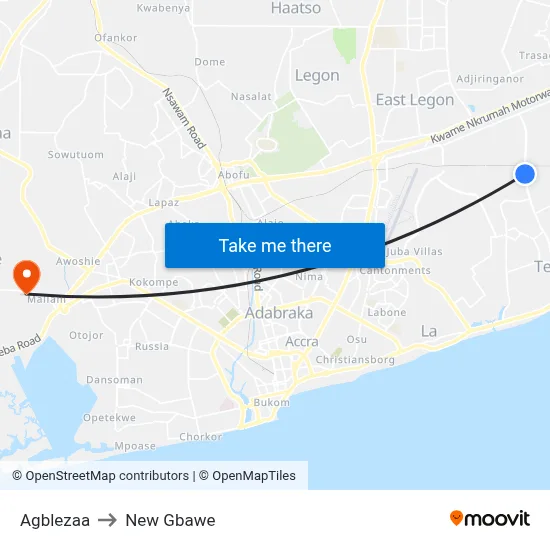 Agblezaa to New Gbawe map