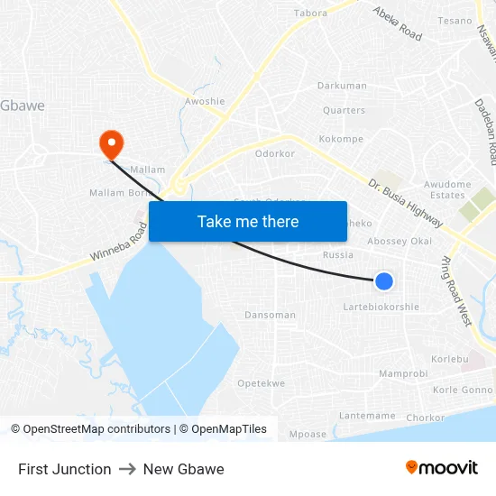 First Junction to New Gbawe map