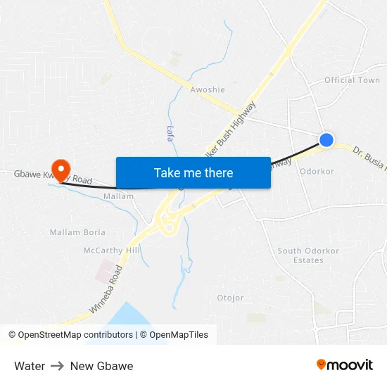 Water to New Gbawe map