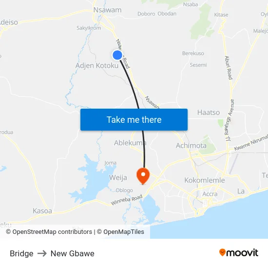 Bridge to New Gbawe map