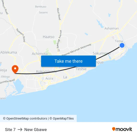 Site 7 to New Gbawe map