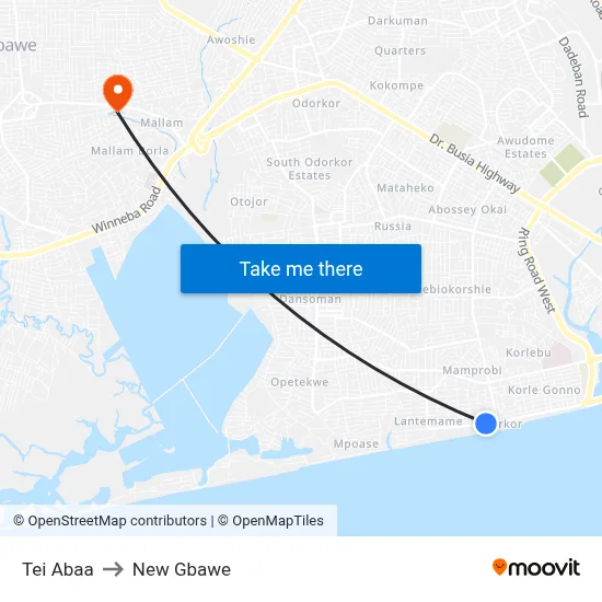 Tei Abaa to New Gbawe map