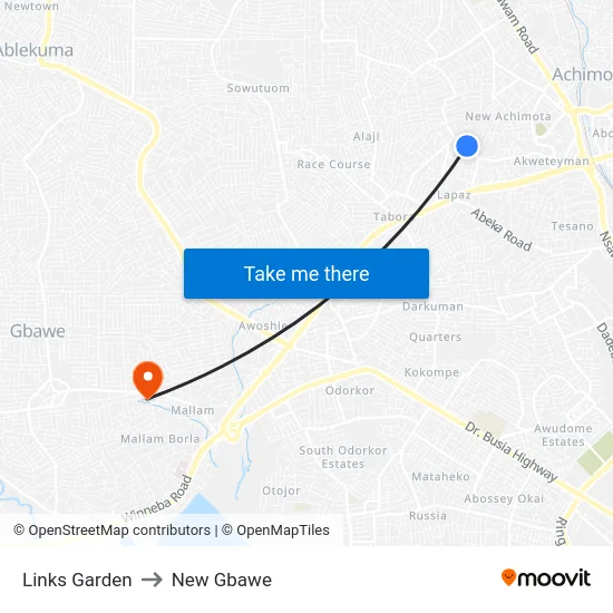 Links Garden to New Gbawe map