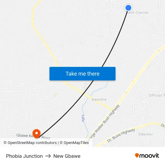 Phobia Junction to New Gbawe map