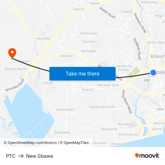 PTC to New Gbawe map