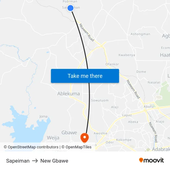 Sapeiman to New Gbawe map