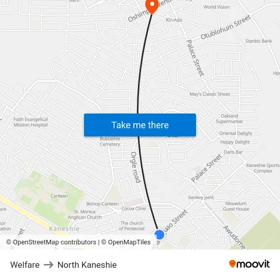 Welfare to North Kaneshie map