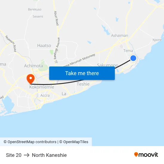 Site 20 to North Kaneshie map