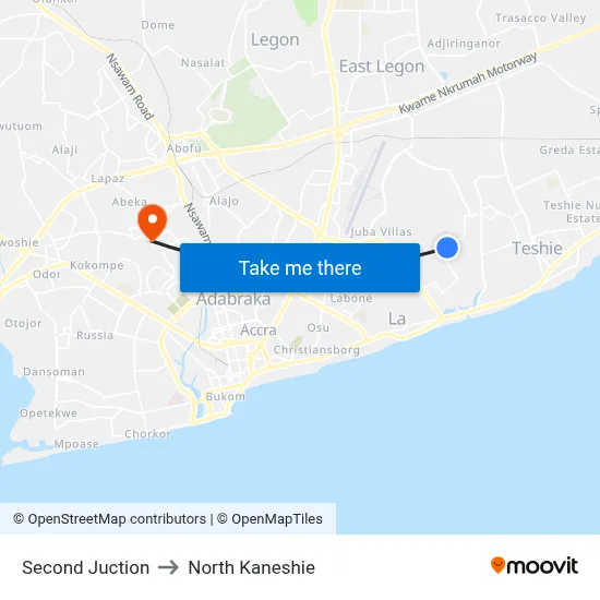 Second Juction to North Kaneshie map