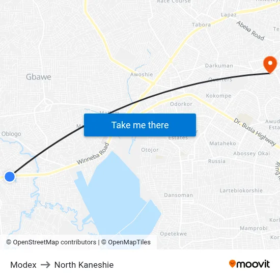 Modex to North Kaneshie map