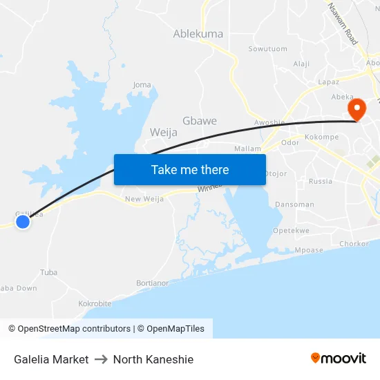 Galelia Market to North Kaneshie map