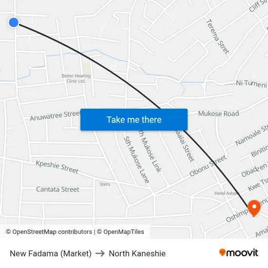 New Fadama (Market) to North Kaneshie map