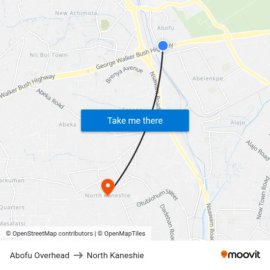 Abofu Overhead to North Kaneshie map