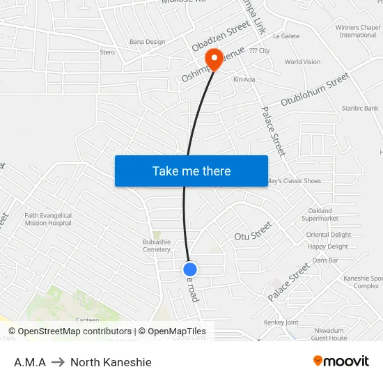 A.M.A to North Kaneshie map