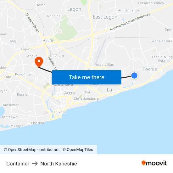 Container to North Kaneshie map
