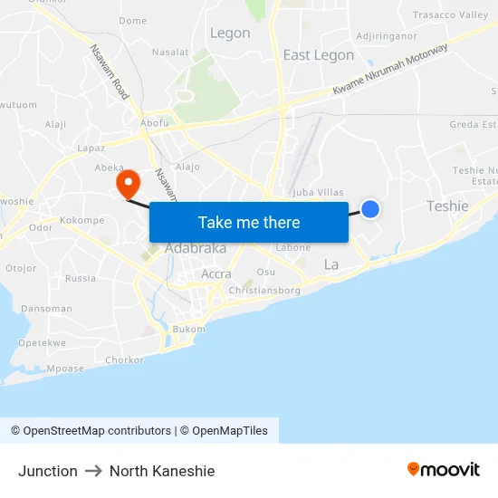 Junction to North Kaneshie map