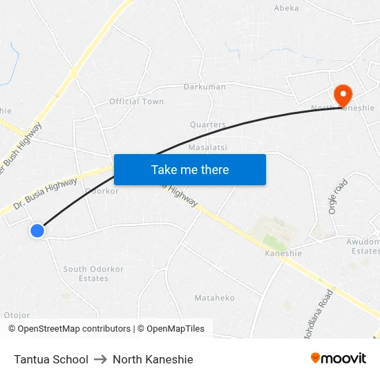 Tantua School to North Kaneshie map
