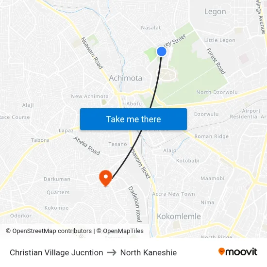 Christian Village Jucntion to North Kaneshie map