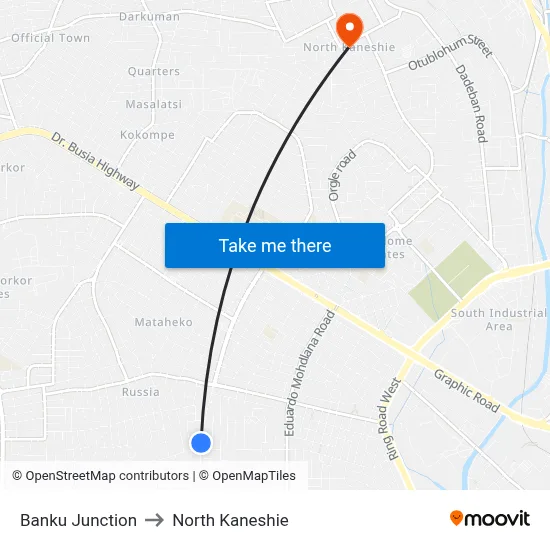 Banku Junction to North Kaneshie map