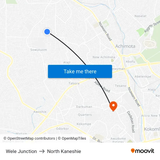 Wele Junction to North Kaneshie map