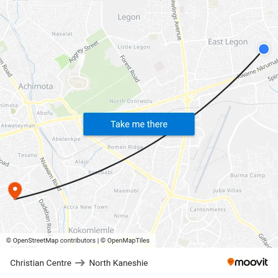 Christian Centre to North Kaneshie map