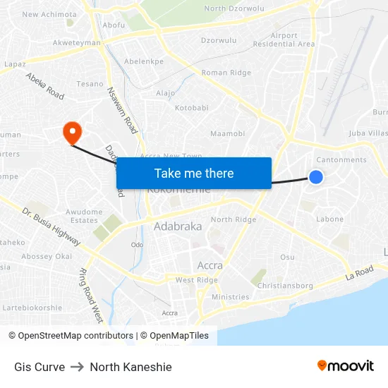Gis Curve to North Kaneshie map