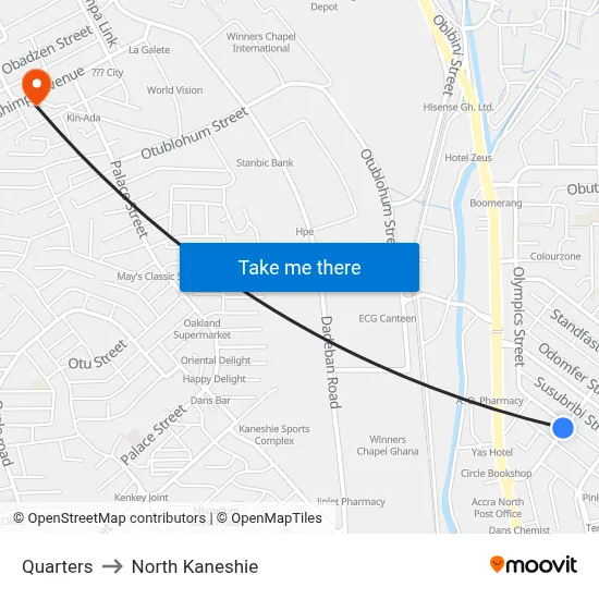 Quarters to North Kaneshie map