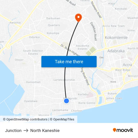 Junction to North Kaneshie map