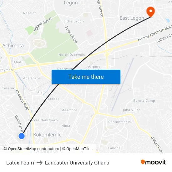 Latex Foam to Lancaster University Ghana map