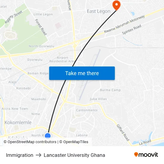 Immigration to Lancaster University Ghana map