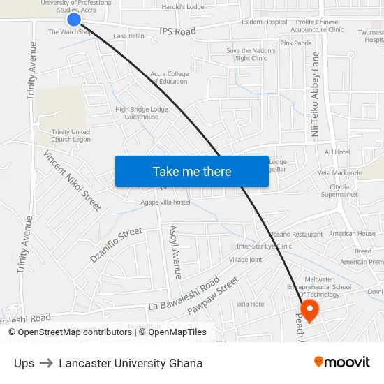 Ups to Lancaster University Ghana map