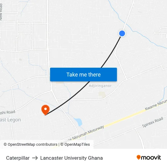 Caterpillar to Lancaster University Ghana map