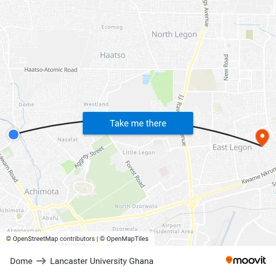Dome to Lancaster University Ghana map