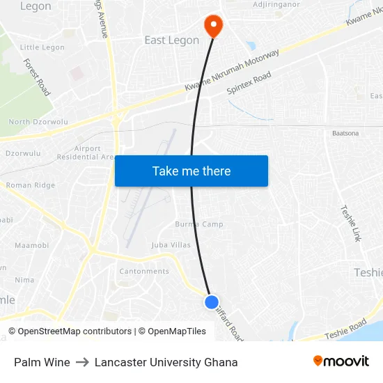 Palm Wine to Lancaster University Ghana map