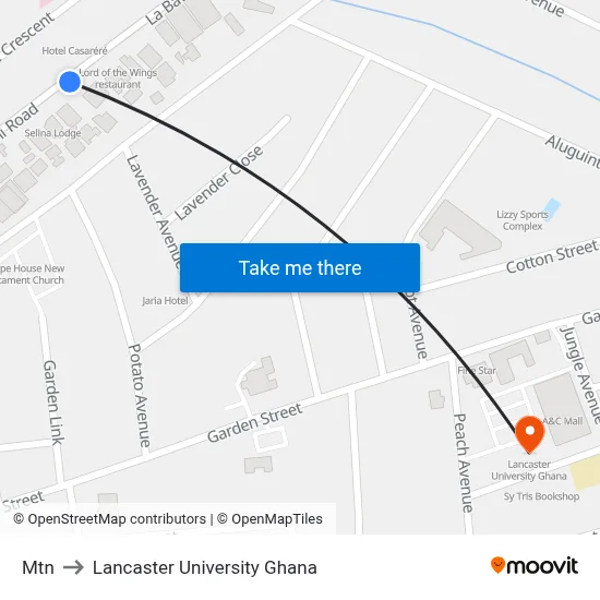 Mtn to Lancaster University Ghana map