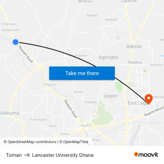 Toman to Lancaster University Ghana map