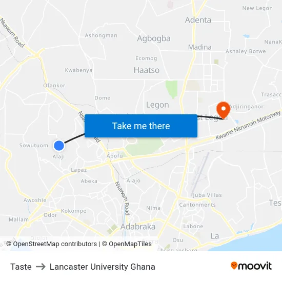 Taste to Lancaster University Ghana map