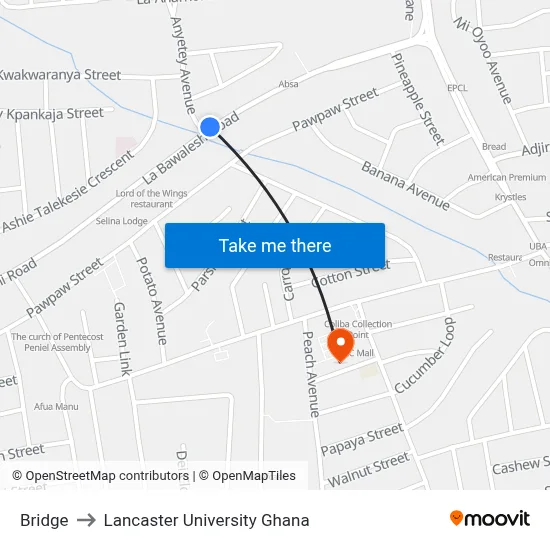 Bridge to Lancaster University Ghana map