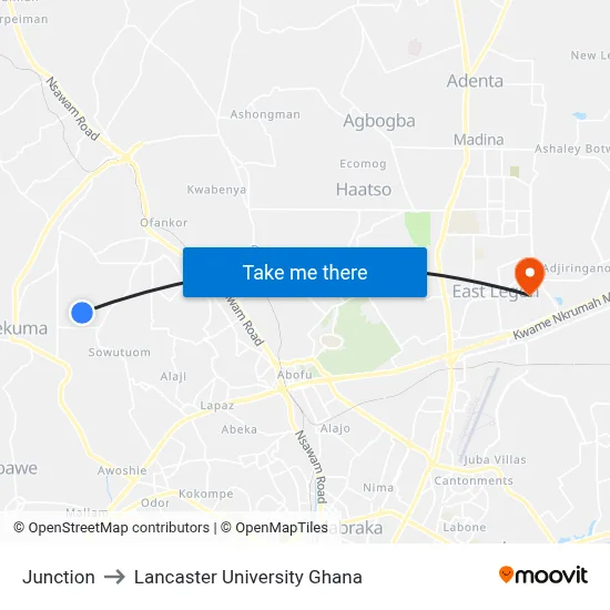 Junction to Lancaster University Ghana map