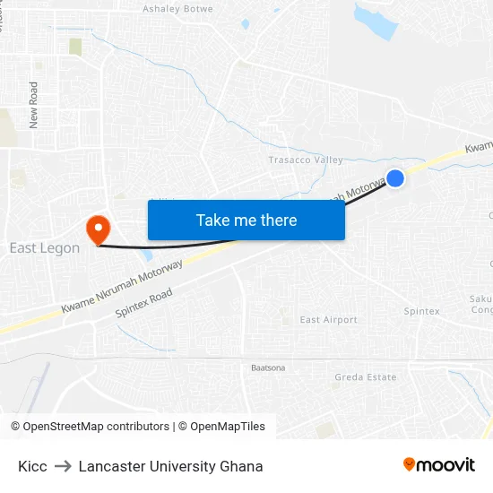 Kicc to Lancaster University Ghana map