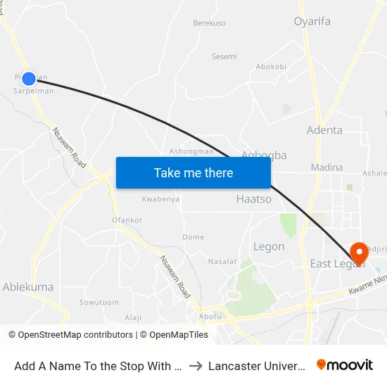 Add A Name To the Stop With Junglebus App to Lancaster University Ghana map