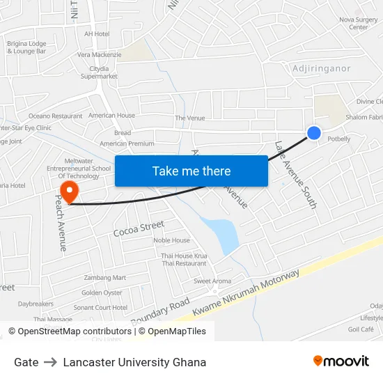 Gate to Lancaster University Ghana map