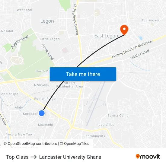 Top Class to Lancaster University Ghana map