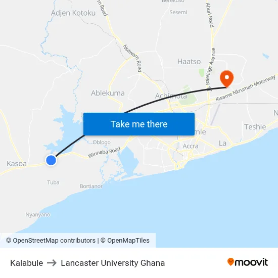 Kalabule to Lancaster University Ghana map